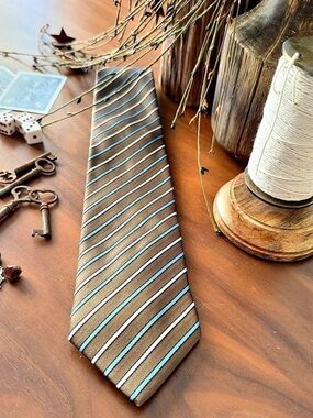 Clericci Striped Tie in Brown & Blue Like New